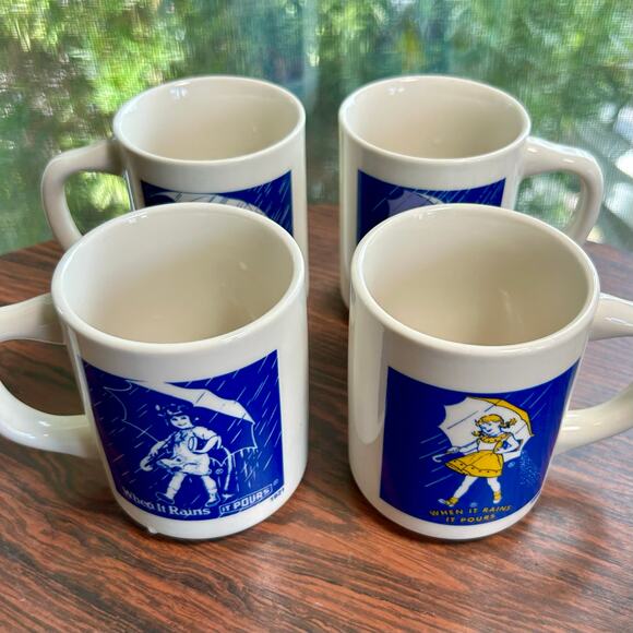 Vintage Morton Salt Mug Set of 4  When It Rains It Pours Advertising Collectible - Picture 14 of 14